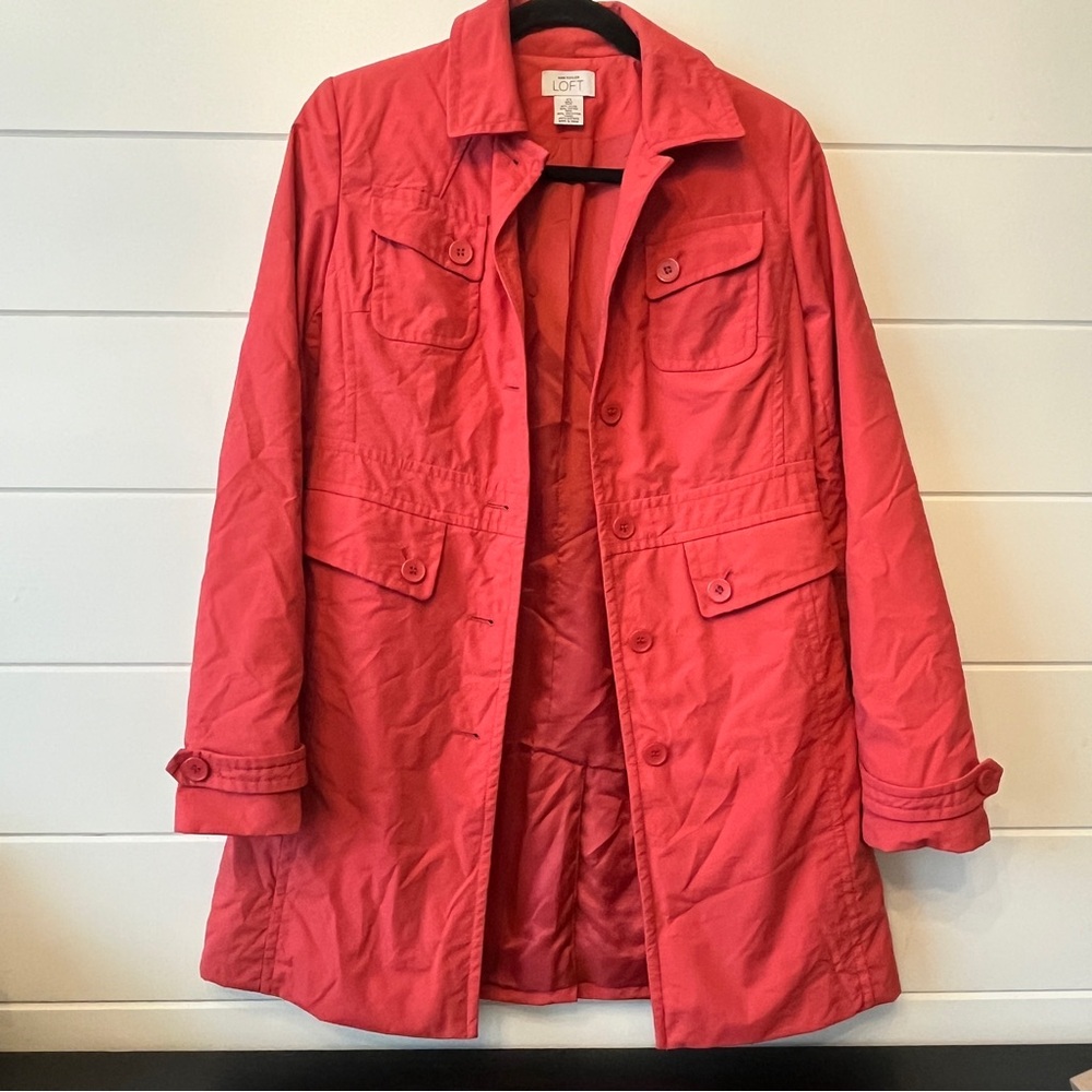 LOFT Red Utility Jacket with Casual Silhouette